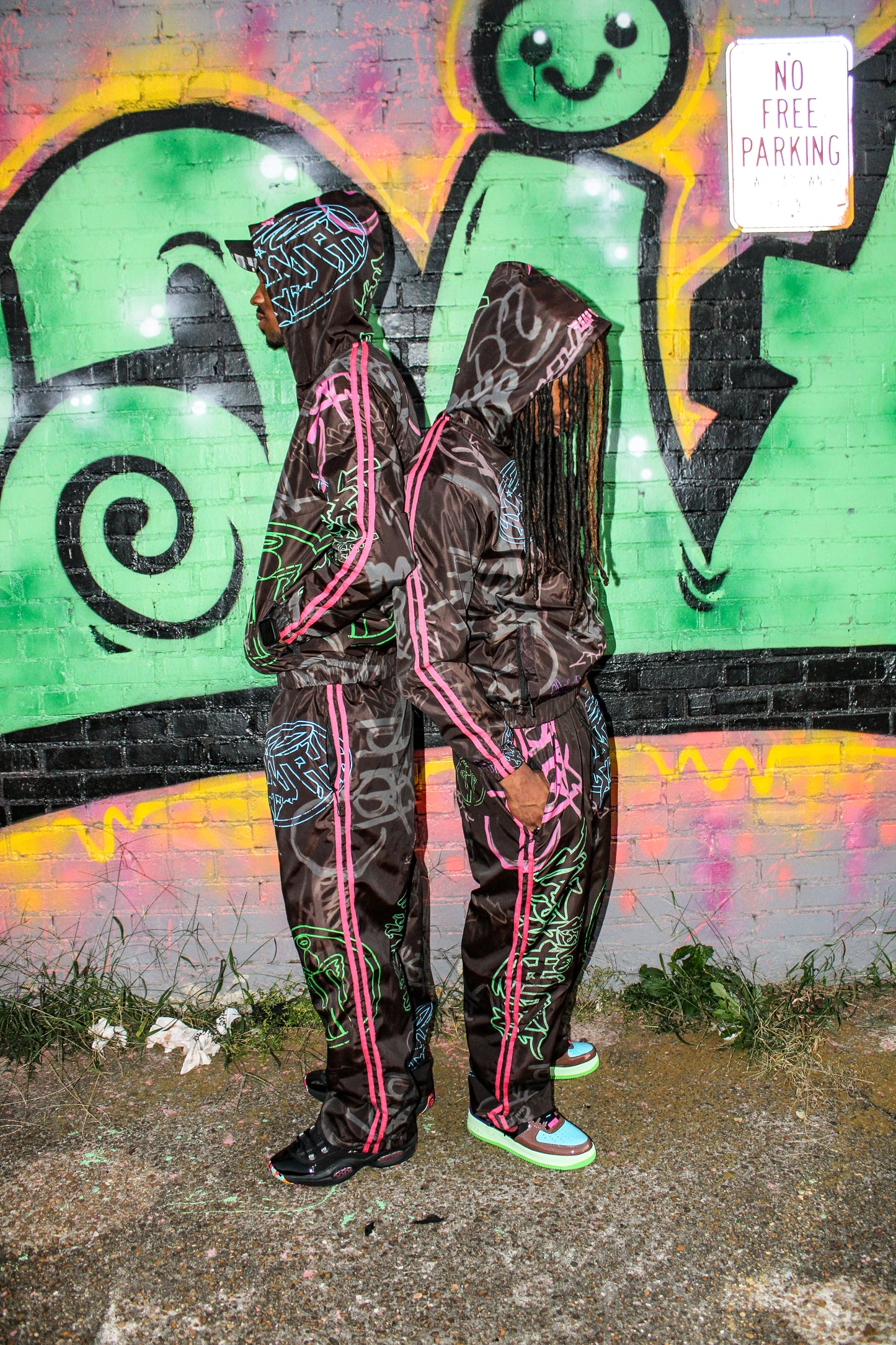 Black/Multi Color "Graffiti Windbreaker Jacket"