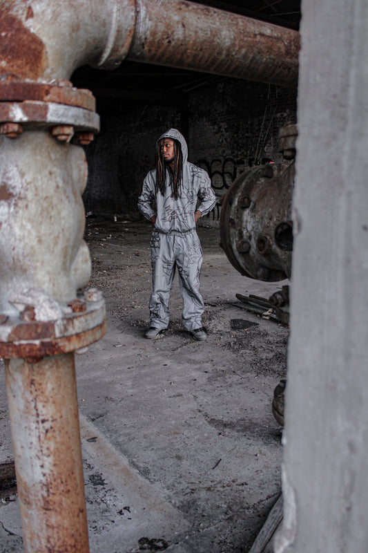 Grey "Graffiti Windbreaker Pants"