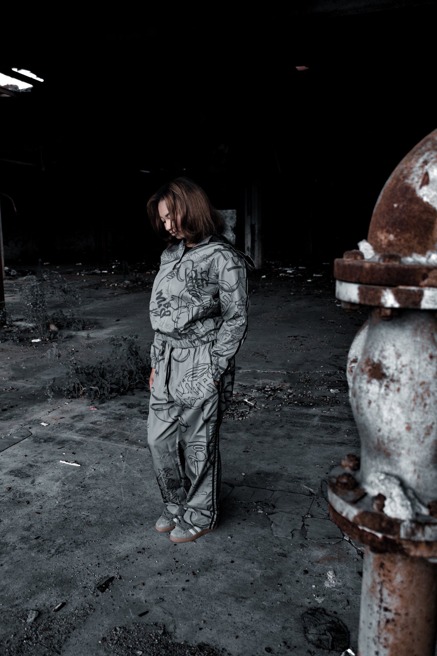 Grey "Graffiti Windbreaker Jacket"