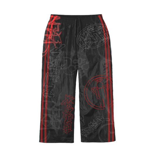 Red "Graffiti Windbreaker Pants"